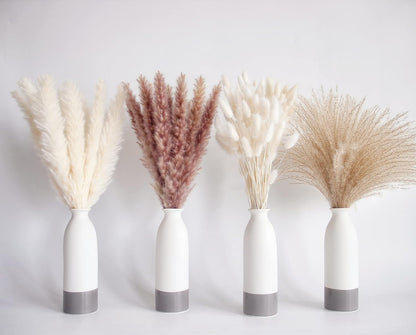 65PCS Pampas Grass Decor, Including pompas Floral, Reed Dried Grass and Bunny Tails Dried Flowers, Natural Dried Pampas Grass Bouquet for Boho Decor Wedding, Home Decoration