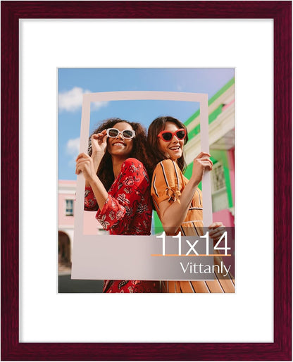 Vittanly 11x14 Picture Frame, Display Pictures 8x10 with Mat or 11x14 without Mat, Photo Frame for Wall Mounting, Black, 1 Pack - Colors B