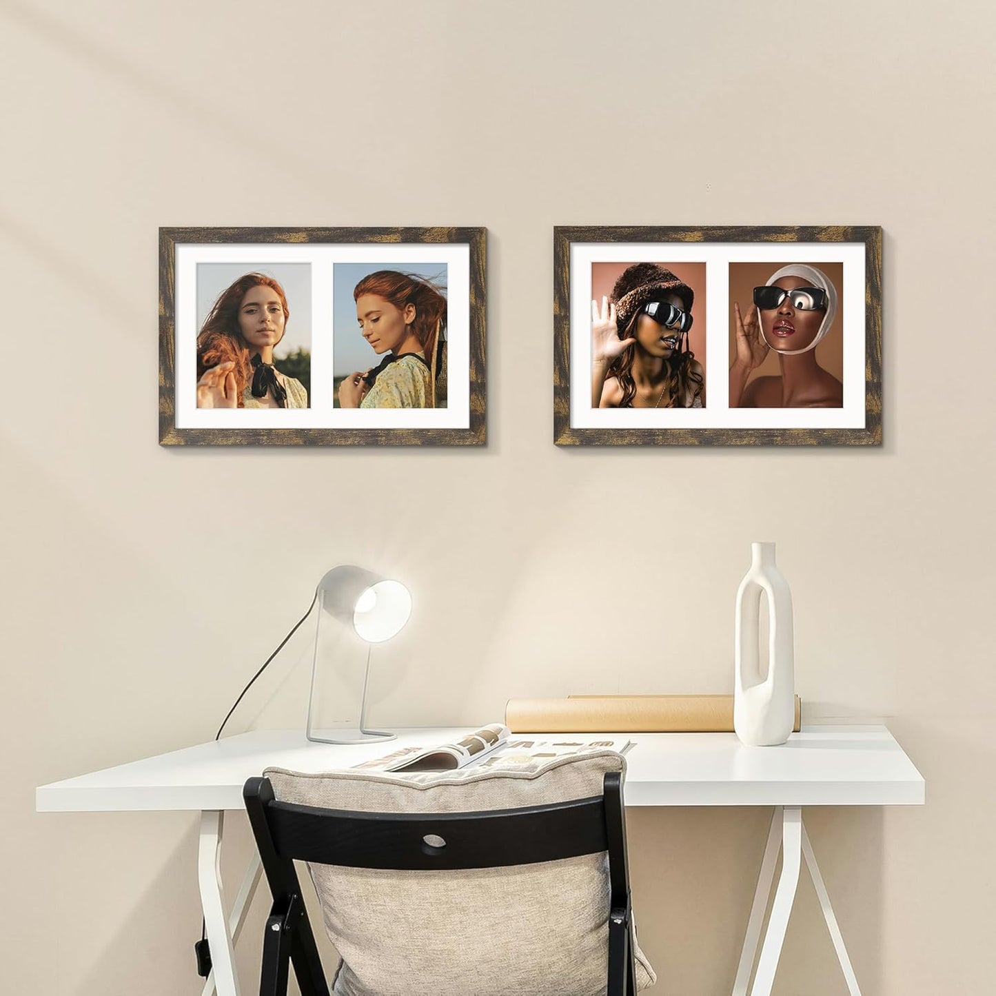 DUENPY 14x26 Collage Picture Frame 4x6 Collage Picture Frame Displays Twelve 4x6 inch Photos Available Horizontal Wall Mounting Display and Vertical Black - Colors B