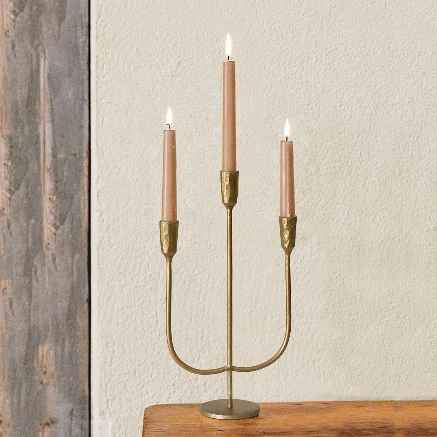 5-Candle Cast Iron Metal Candelabra Candlestick Holders 15 inch Tall Candle Holder Wedding Event Candelabra Candle Stand Brass Gold
