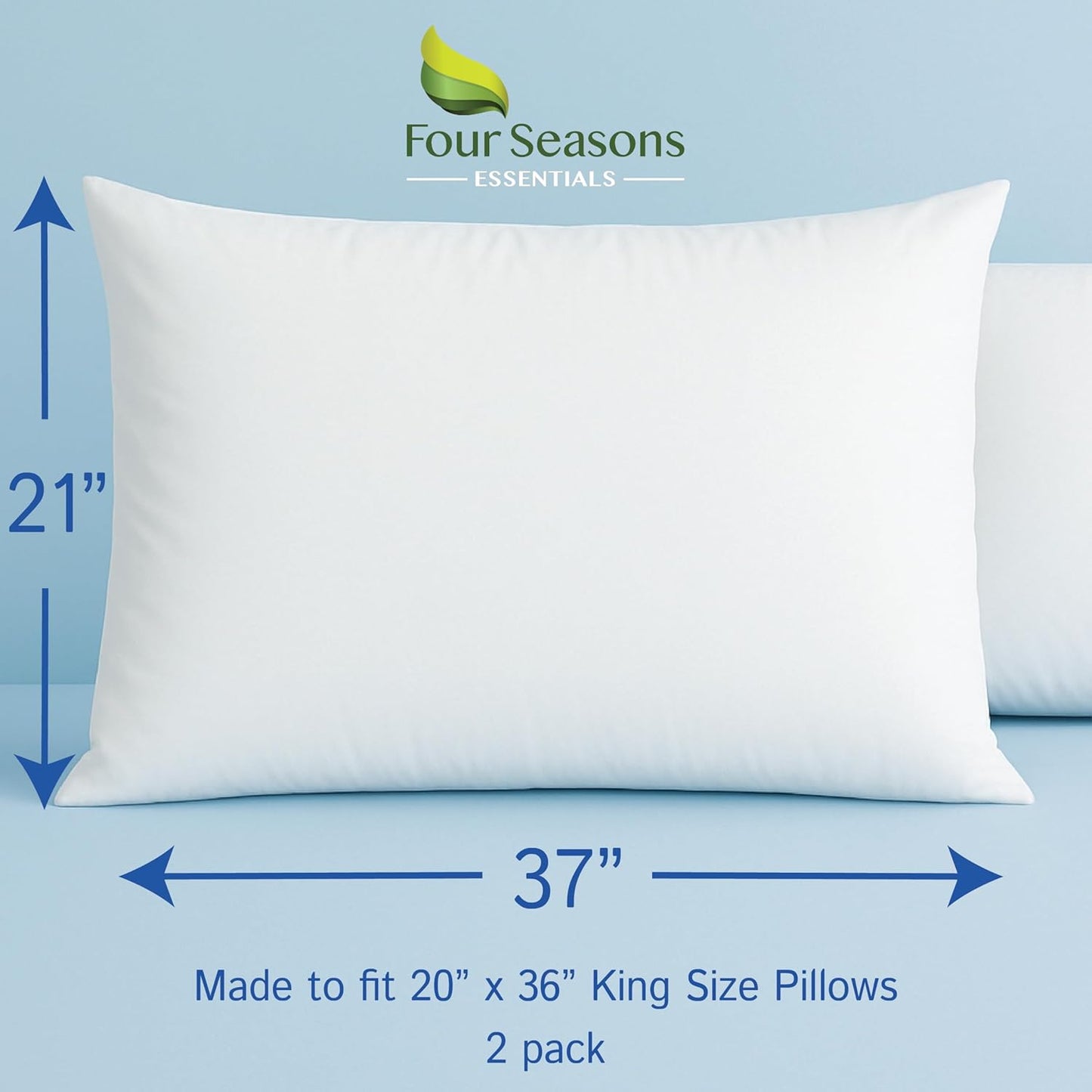 Euro Size Pillow Protectors (Set of 2) - European Square 26x26 Pillow Covers Waterproof Hypoallergenic Dust Proof Zippered Encasement