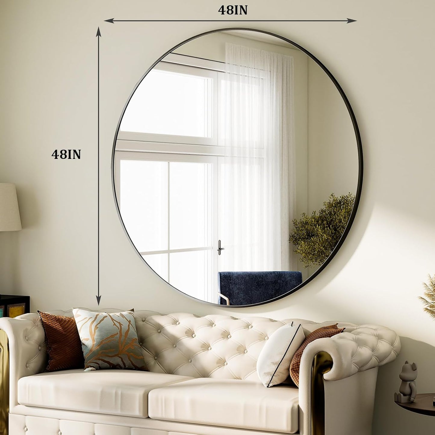 HARRITPURE Round Mirror 30 Black Wall Mounted Circle Mirrors Vanity Mirror with Brushed Aluminum Alloy Frame Modern Decoration for Bathroom, Living Room, Vanity, Bedroom, Entryway