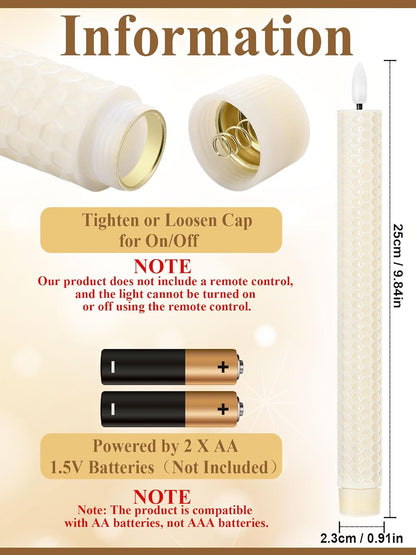 Treela 24 Pcs Flameless Taper Candles Battery Operated Bulk Fake Candles Light LED Candle Sticks Flickering Tapered for Easter Wedding Anniversary Decoration(Basic,11 Inch,Ivory)