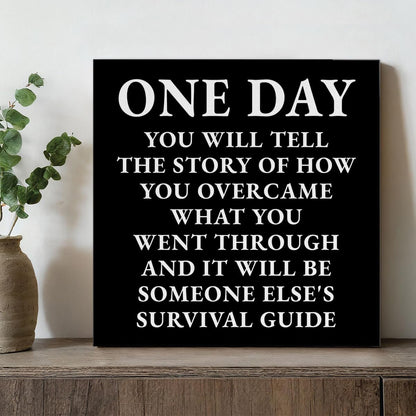 Inspirational Farmhouse Canvas Print Wall Art Decor One Small Positive Thought in the Morning Can Change Your Whole Day Sign Painting Plaque Rustic Home Decoration (8 X 8 Inches, Framed)