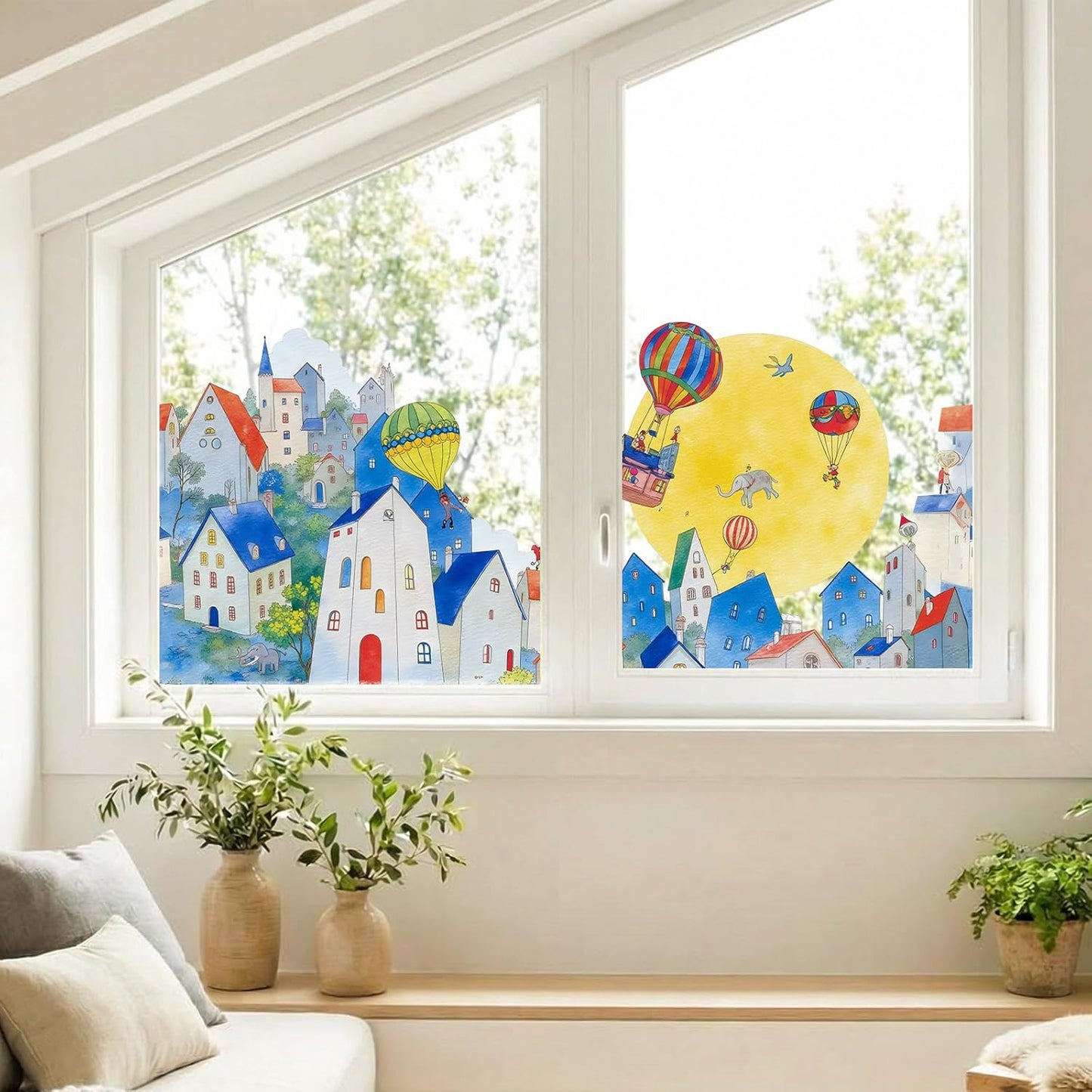 ADD.HERES Window Privacy Film,Colorful Floral Window Stickers,Removable DIY Bouquet Static Clings, Decals for Home School Office Party Supplies, Wildflower Reverie‌, 17.5 x 78.7 in