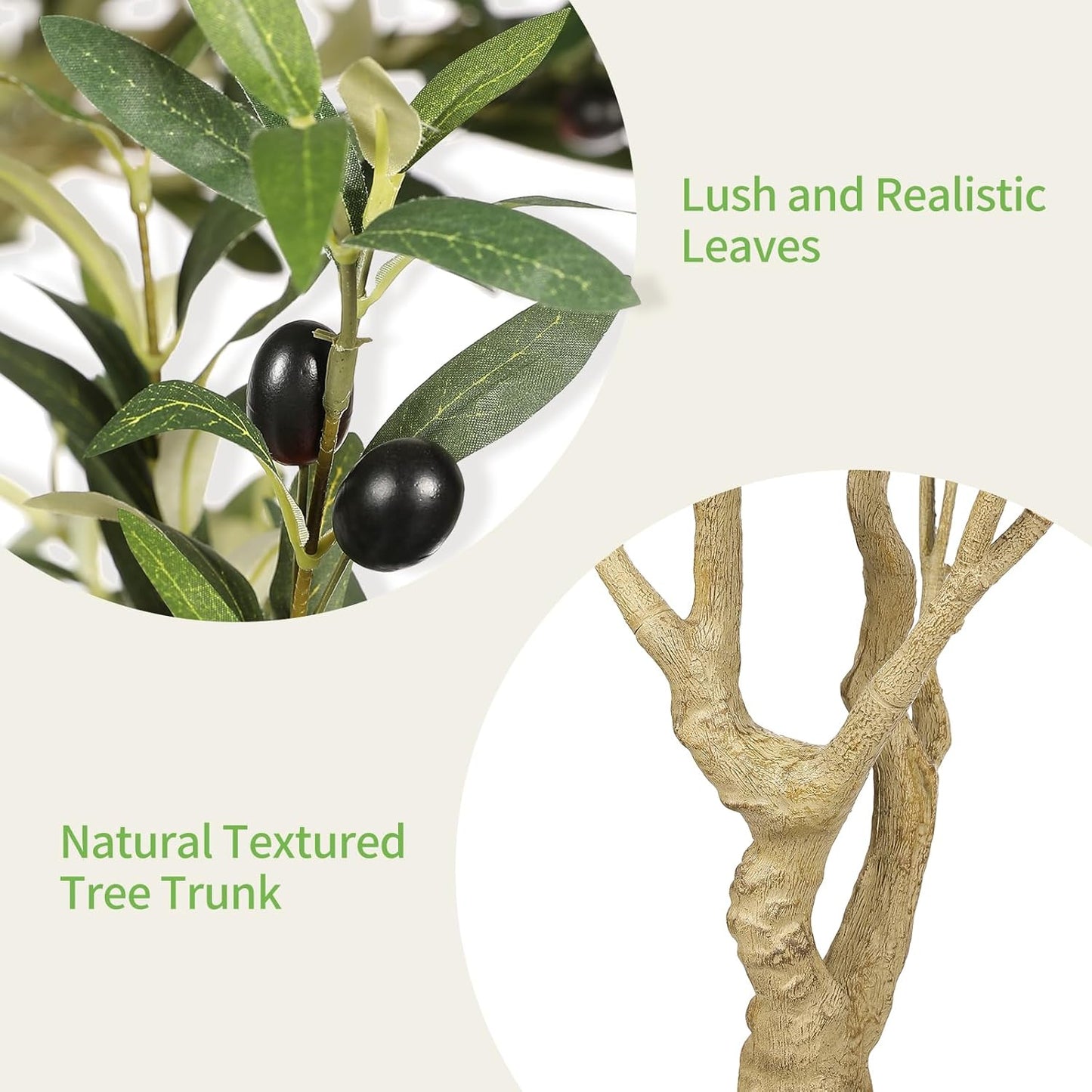 Realead Artificial Olive Tree 8ft - Large Faux Olive Tree with Realistic Leaves and Olives - Full and Grand Design Fake Olive Tree with Sturdy Base for Indoor Outdoor Office Decor