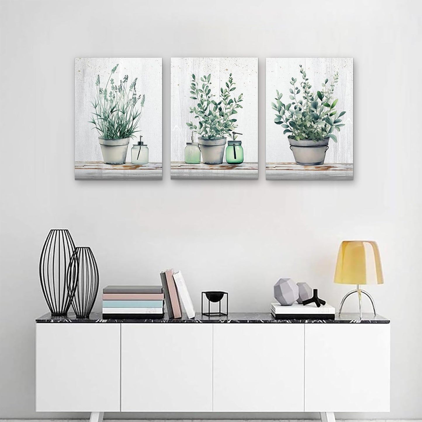 MHARTK66 Wall Art for Living Room Modern Wall Decor for Bedroom Office Decor Abstract Mountain Forest Landscapes Ink Painting 3 Piece Framed Canvas Art Prints Ready to Hang Wall Pictures Home Decor