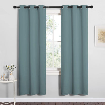 NICETOWN Halloween Pitch Black Solid Thermal Insulated Grommet Blackout Curtains/Drapes for Bedroom Window (2 Panels, 42 inches Wide by 63 inches Long, Black) - Colors C