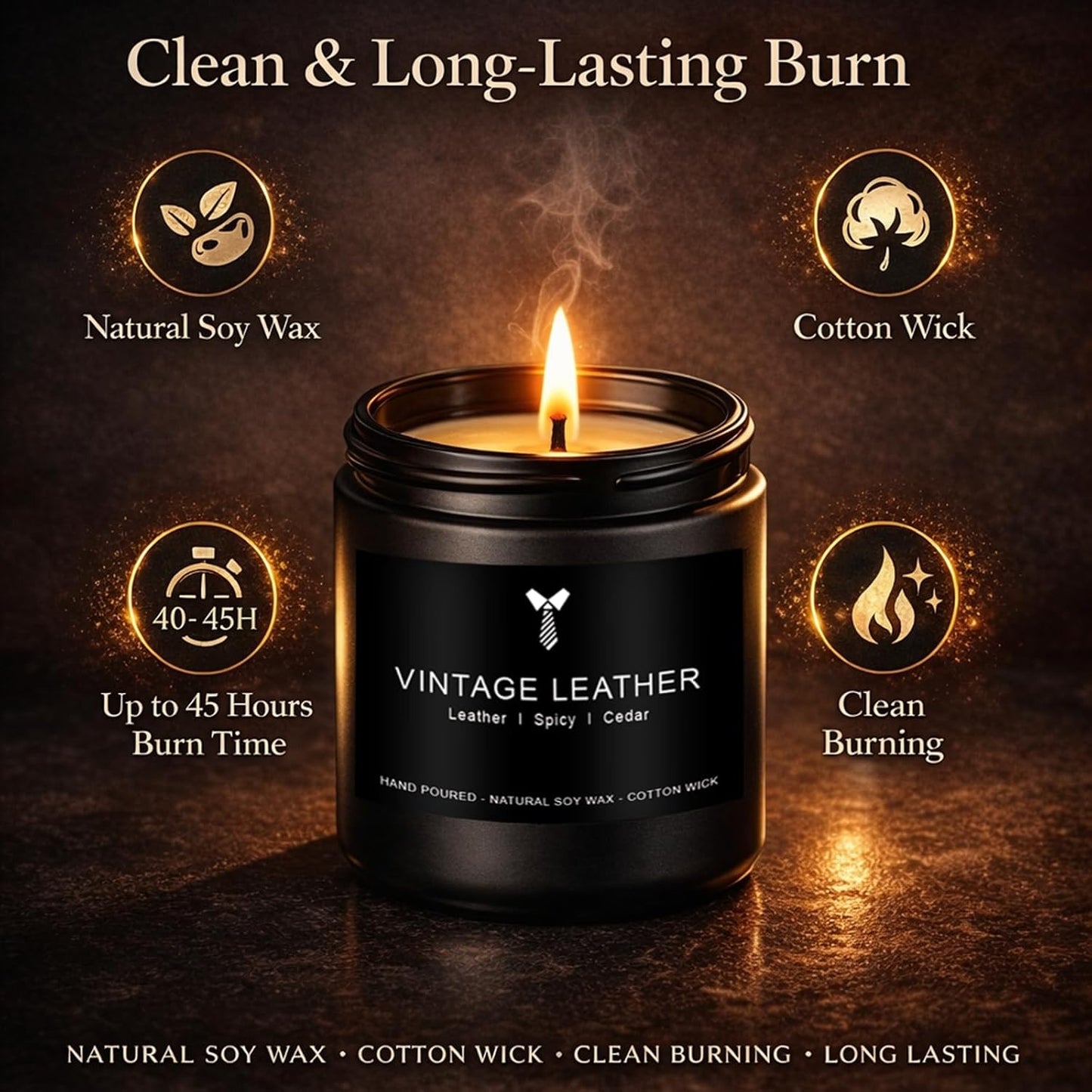 Candles for Men Gift Set, 4 Pack Masculine Scented Soy Candles for Men, Leather, Smoke, Oak & Lavender Scents, Aromatherapy Candle Gift Set for Dad, Husband, Boyfriend, Birthday & Father’s Day Gifts