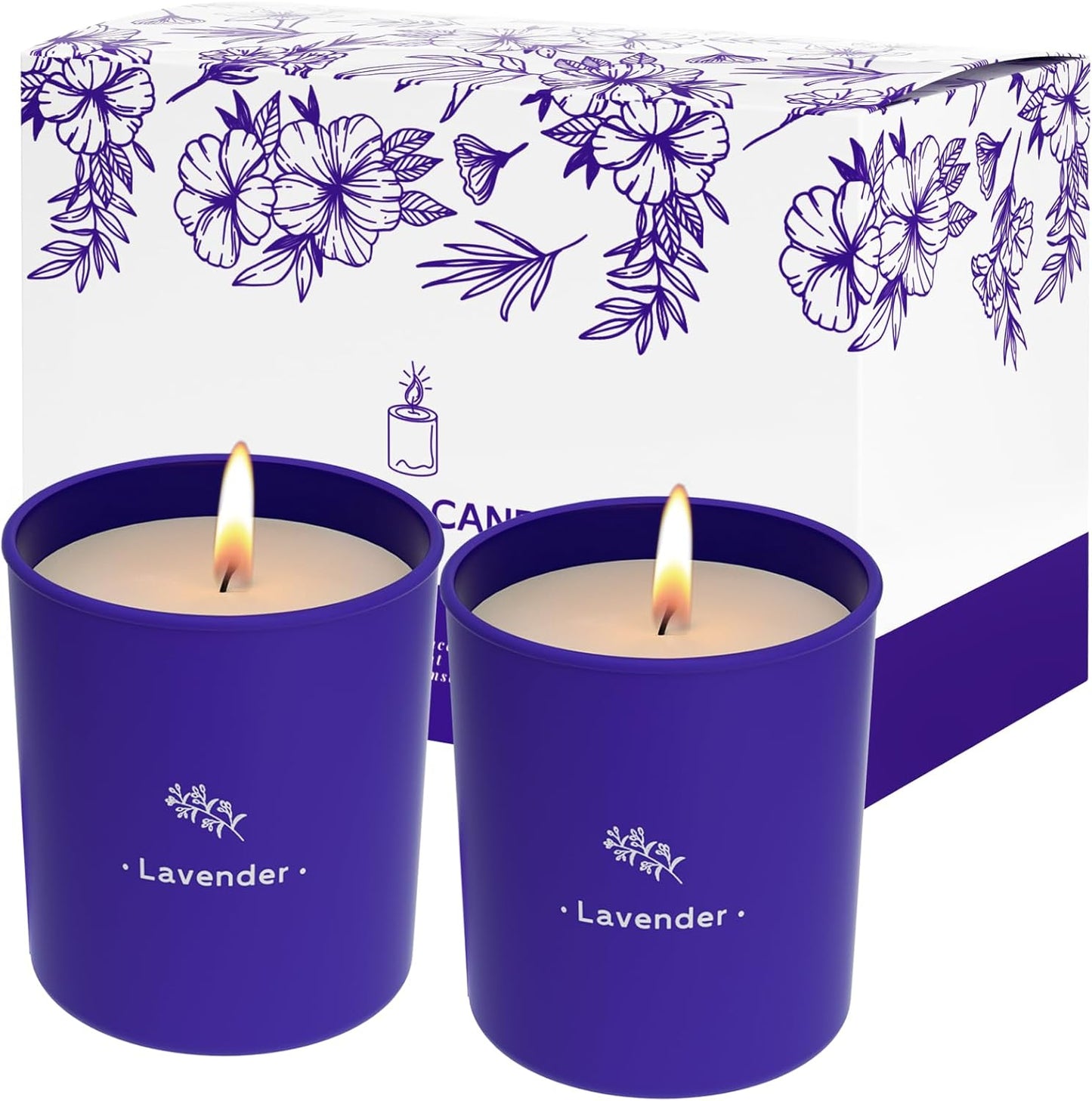 Lavender Candles for Home Scented, 8 oz Scented Candles Present, Purple Jar Wax, Made with Soy for Women, 45 Hour Long-Lasting Burn for Christmas Mom Girl Birthday Christmas Giving - 1 Pack