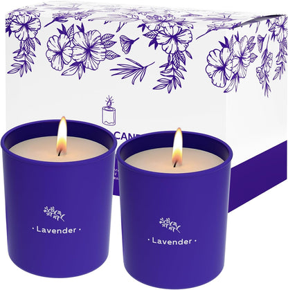 Lavender Candles for Home Scented, 8 oz Scented Candles Present, Purple Jar Wax, Made with Soy for Women, 45 Hour Long-Lasting Burn for Christmas Mom Girl Birthday Christmas Giving - 1 Pack