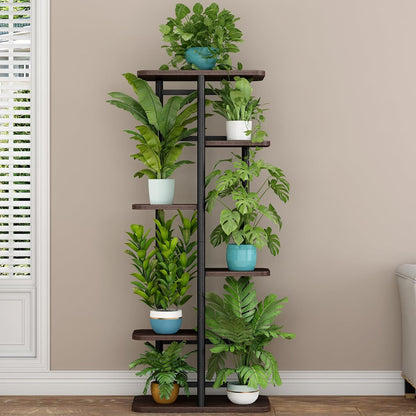 LINZINAR Plant Stand Indoor 4 Tier 5 Potted Multiple Plant Shelf Stands for Garden Corner Balcony Living Room Black