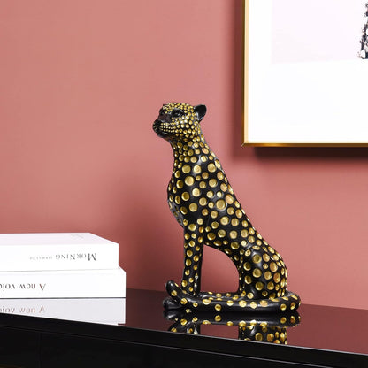 Quoowiit Bird Figurine, Modern Sculpture and Statues for Home Decor, Animal Statues for Bookshelf, Table, Entryway, Fireplace, Resin Decorative Sculpture with Chic Polka Dots Art Design (White)