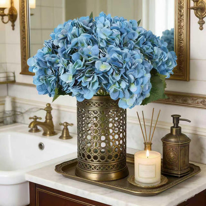 Kimura's Cabin 6pcs White Hydrangea Artificial Flowers Silk Fake Hydrangeas Faux Hydrangea Flowers with Stems for Wedding Bouquets Arrangement Home Table Centerpieces Baby Shower Party Decoration