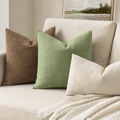 MIULEE Olive Green Couch Pillow Covers 18x18 Inch, Set of 2 Soft Chenille Decorative Square Throw Pillow Covers Farmhouse for Sofa Living Room Bed