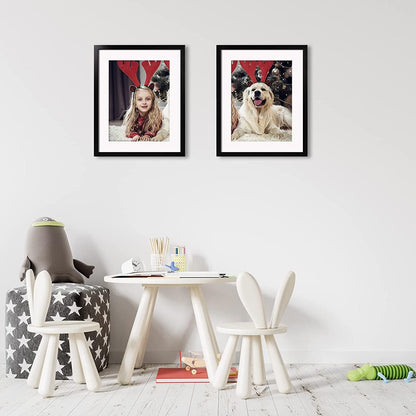 Egofine 12x16 Picture Frame Black, Covered by Plexiglass Made of Solid Wood, Display Pictures 9x12 and 11x14 with Mat or 12x16 Without Mat, for Wall Mounting Photo Frame - Colors B