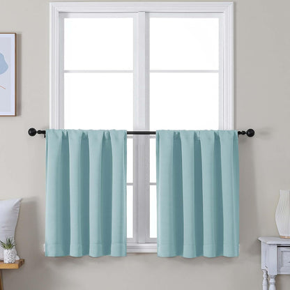 Simplebrand Ava Sage Green Blackout Curtains for Bedroom 63 Inch Length 2 Panels Set, Solid Thermal Insulated Energy Saving Rod Pocket Window Treatment Curtains Blackout Drapes, W40 x L63 Inch, Sage - Colors A