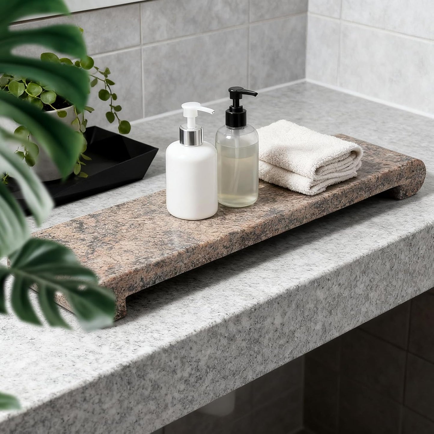 Natural Marble Tray Marble Pedestal Stand for Kitchen Counter, Bathroom, Home Decor, Small Plant Tray 4.02" x 15.98" Soap Dish Holder for Jewelry, Vanity, Counter Luxury Decorative Tray (Kashmir Gold)