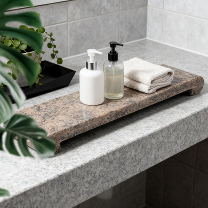 Natural Marble Tray Marble Pedestal Stand for Kitchen Counter, Bathroom, Home Decor, Small Plant Tray 4.02" x 15.98" Soap Dish Holder for Jewelry, Vanity, Counter Luxury Decorative Tray (Kashmir Gold)