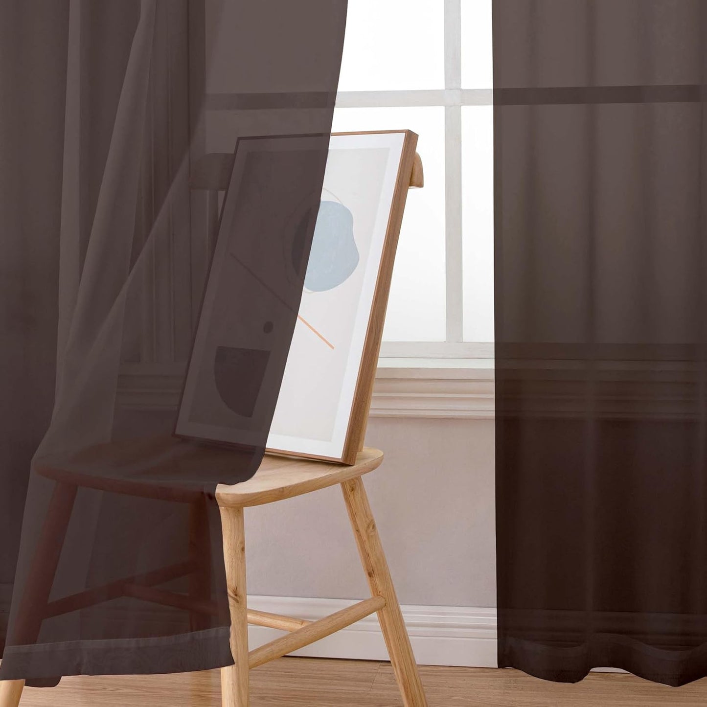 OWENIE Sheer Curtains 84 inches Long 2 Panels Set for Living Room/Bedroom, Rod Pocket Voile Sheer Panel Drapes, White, 2pcs, Each 42" W x 84" L - Colors A