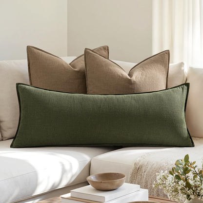 MIULEE Decorative Long Lumbar Throw Pillow Cover for Bed 14x36 Natural Beige Boho Farmhouse Neutral Couch Pillowcase Pack of 1 Accent Modern Sofa Cushion Livingroom Home Decor (Covers Only)
