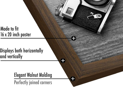 Americanflat 16x20 Picture Frame with Polished Plexiglass - Black Picture Frame - Wide Photo Frames Made of Engineered Wood for Vertical or Horizontal Wall Display - Epic Collection - Black - Colors B