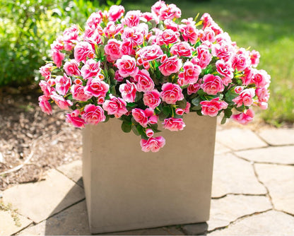 Ivydale Artificial Fake Flowers Plants for Outdoor Outside Spring Decor, Faux Silk Yellow Camellia UV Resistant Look Real for Planter Pot Porch Patio Balcony Garden Yard, 3 Large Bundles