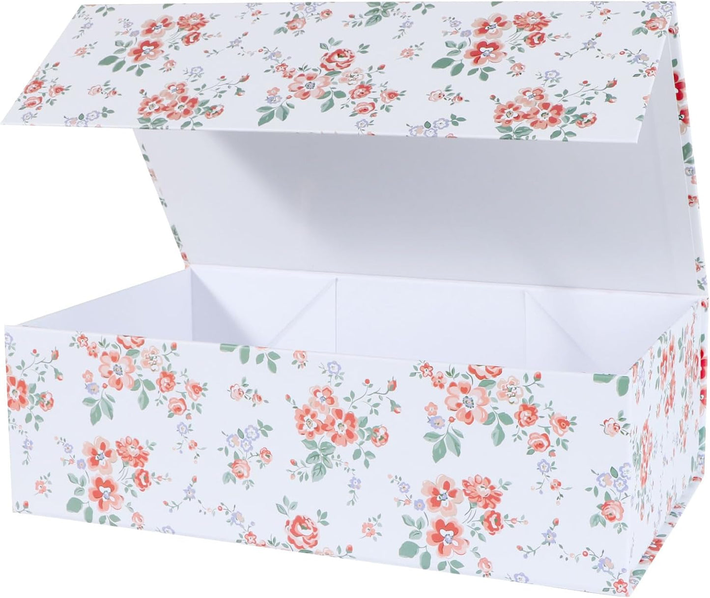 LFBOX Floral Gift Box with Magnetic Lids 13.8x8.3x4.4 in, Large Bridesmaid Proposal Boxes, Rectangle Wedding Decorative Storage Box 1 Pack