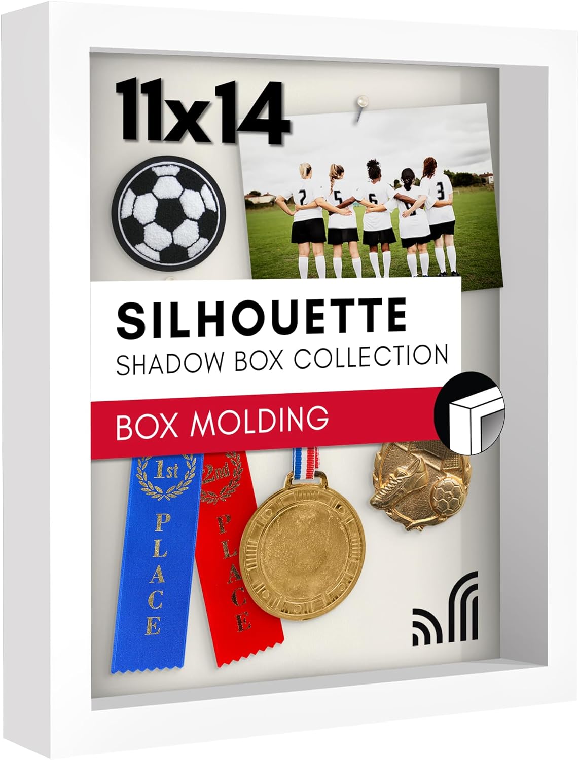 Americanflat 12x16 Shadow Box Frame with Polished Plexiglass - Silhouette Collection - Large Shadow Box Display Case for Tabletop and Wall Display - Black with Soft Felt Back