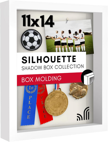Americanflat 12x16 Shadow Box Frame with Polished Plexiglass - Silhouette Collection - Large Shadow Box Display Case for Tabletop and Wall Display - Black with Soft Felt Back