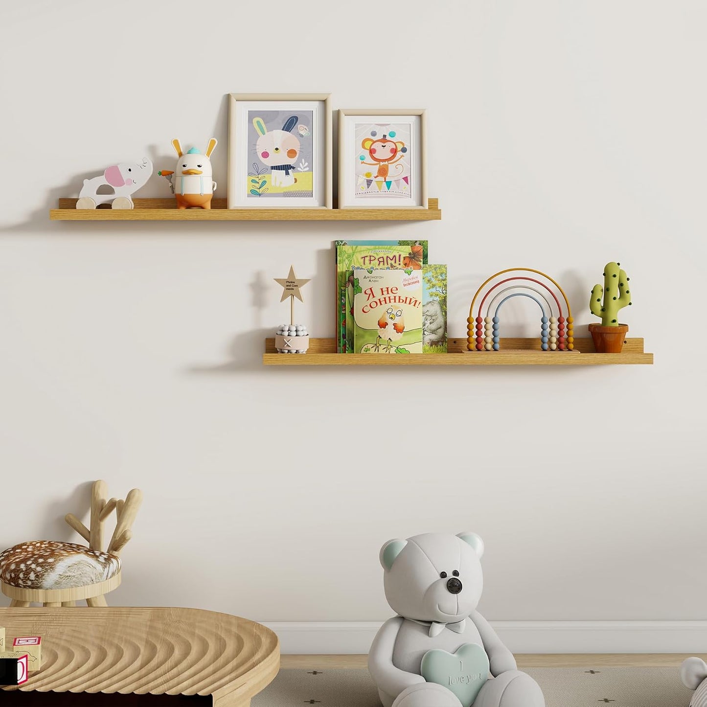 Dreamland Picture Ledge Shelf for Wall, Floating Shelves Set of 2, 48 Inch Long Floating Shelves with Lip for Living Room, Bedroom, Bathroom, Kitchen, White