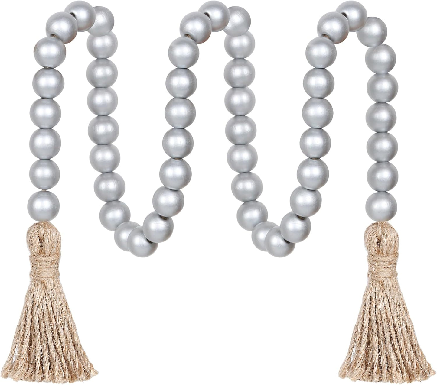 Meplait 39in Wood Bead Garland Farmhouse with Tassels,Versatile Prayer Beads Boho Chic Wall Hanging Home Decor (Black)