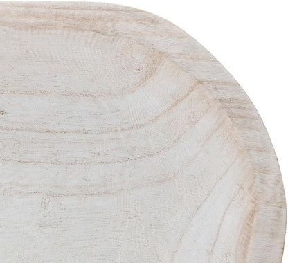 Bloomingville Hand-Carved Paulownia Wood Bowl with Whitewashed Finish