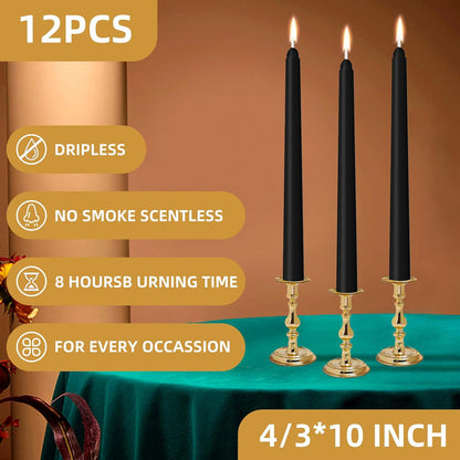 4 Pack Ivory Taper Candles - Taper Candles 10 Inch Dripless, Smokeless & Unscented - 8 Hours Long Burning - Hand Poured Tall Candlesticks - Ideal for Weddings, Dinner Parties, and Home Decor