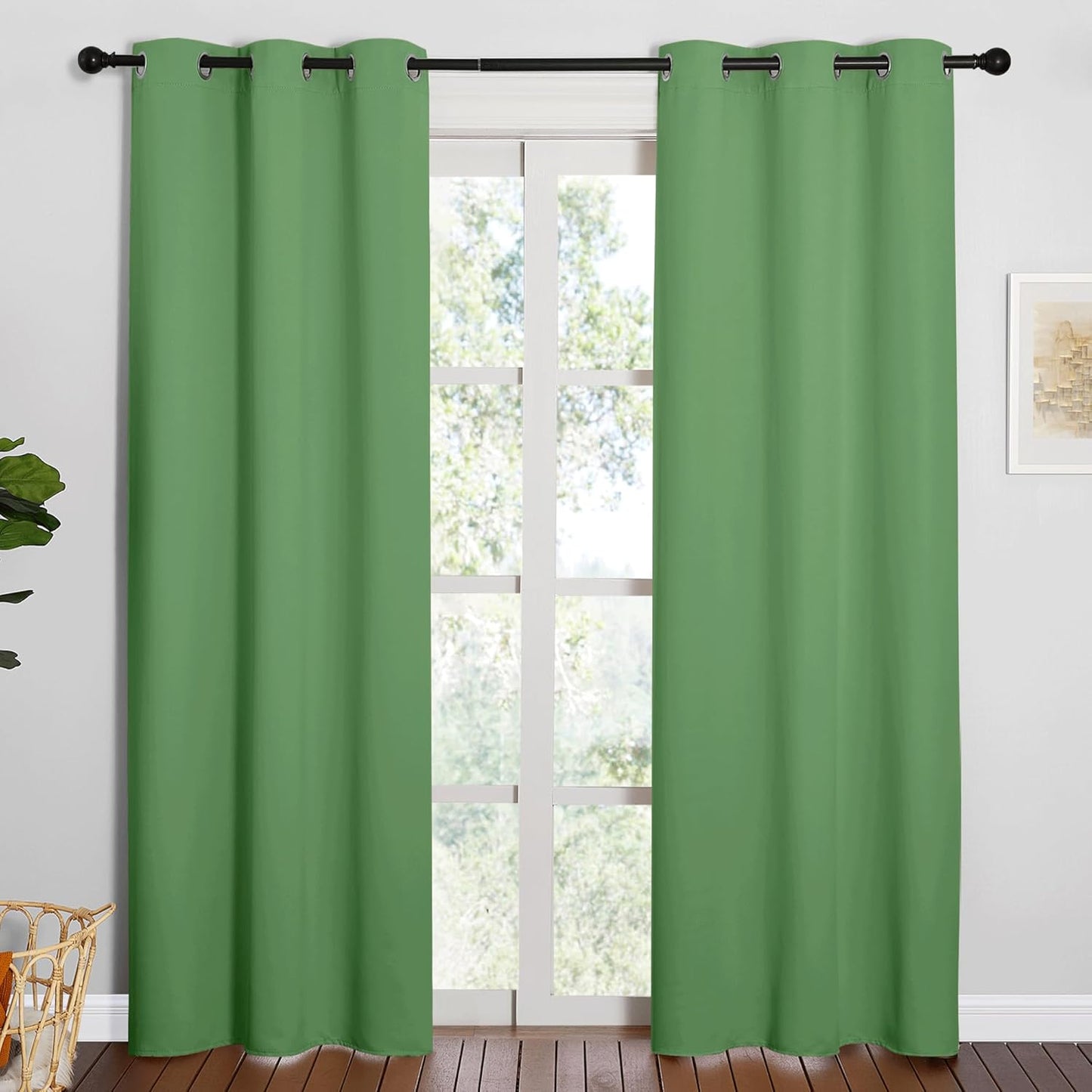 NICETOWN Halloween Pitch Black Solid Thermal Insulated Grommet Blackout Curtains/Drapes for Bedroom Window (2 Panels, 42 inches Wide by 63 inches Long, Black) - Colors D