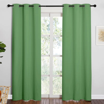 NICETOWN Halloween Pitch Black Solid Thermal Insulated Grommet Blackout Curtains/Drapes for Bedroom Window (2 Panels, 42 inches Wide by 63 inches Long, Black) - Colors D