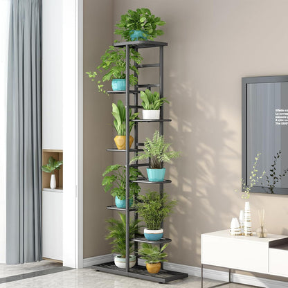 LINZINAR Plant Stand Indoor Outdoor Corner 4 Tier Metal Plant Shelf Patio Plant Rack for Garden Corner Balcony Living Room