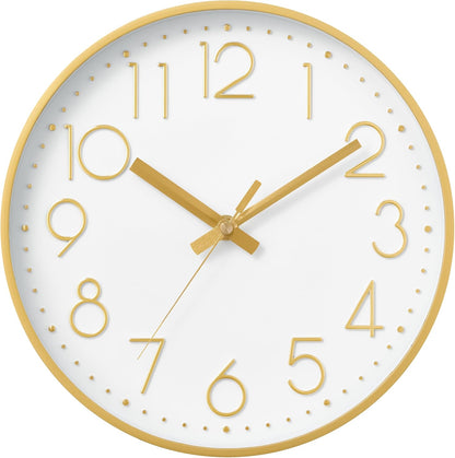 DAXSMY Wall Clock - 8 Inch Silent Non-Ticking Modern 3D Wall Clocks Battery Operated - Decorative Clock for Kitchen, Home Office, Bathroom, Bedroom(Rose Gold)
