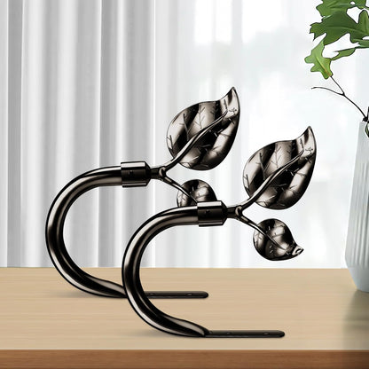 HIKMLK Leaf Shaped Curtain Tieback Holdbacks 2pcs, Handmade Metal Curtain Side Holders for Wall, Curtain Hook Pull Backs for Drapes Window Decoration