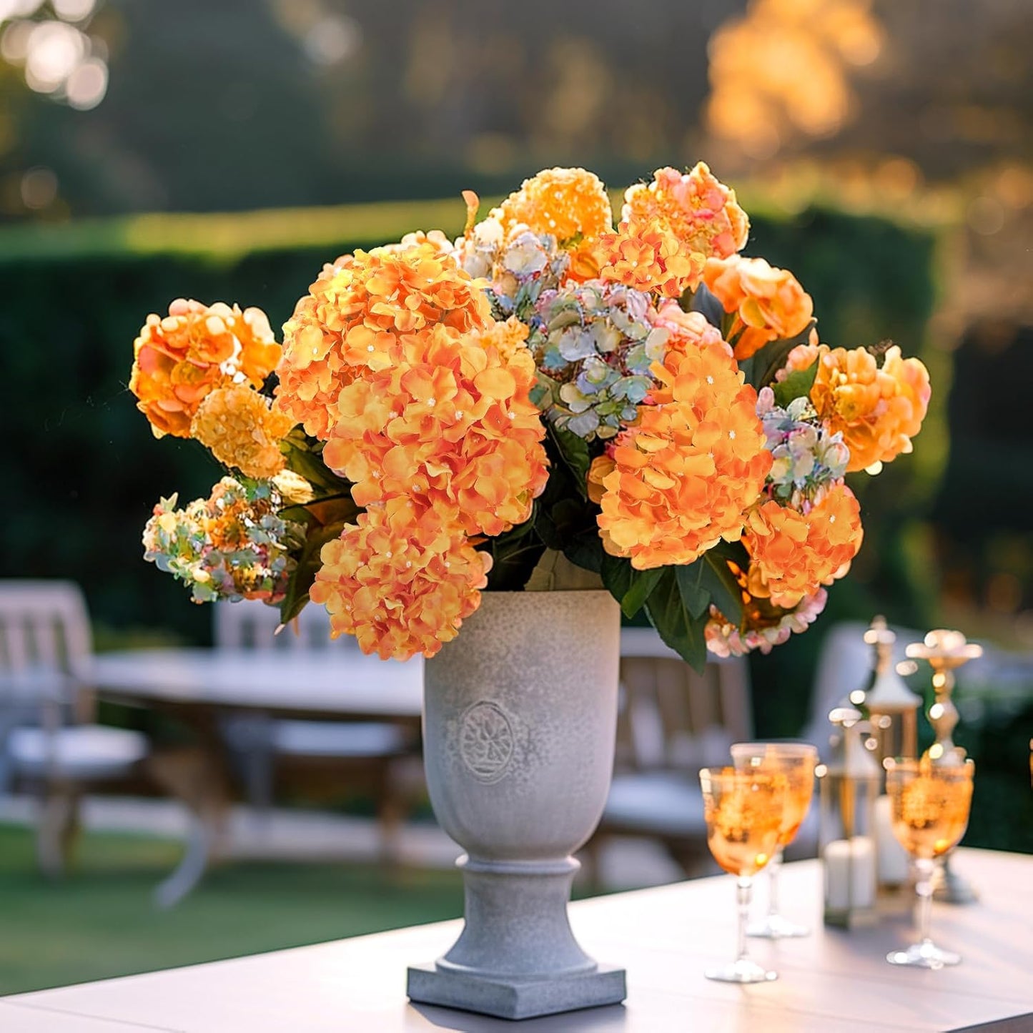 Auihiay 64 PCS Artificial Hydrangea Flowers, Silk Hydrangea Full Flowers Heads with Stems for Wedding Centerpieces, Home, Garden, Baby Shower, Party Decoration (Ivory)