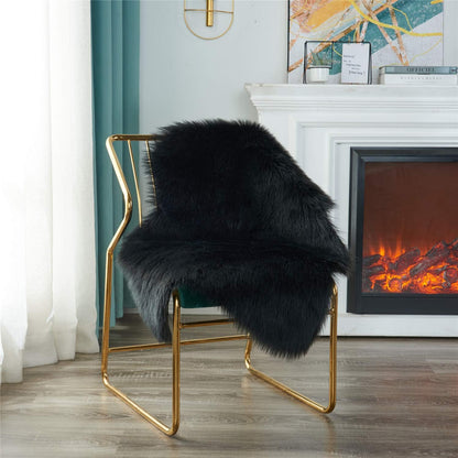 EasyJoy Ultra Soft Fluffy/Fuzzy Shaggy Area Rug Faux Fur Chair Cover Seat Pad for Bedroom Floor Sofa Living Room (2 x 6 ft Sheepskin, Beige)