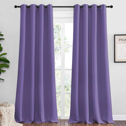 NICETOWN Halloween Pitch Black Solid Thermal Insulated Grommet Blackout Curtains/Drapes for Bedroom Window (2 Panels, 42 inches Wide by 63 inches Long, Black) - Colors D