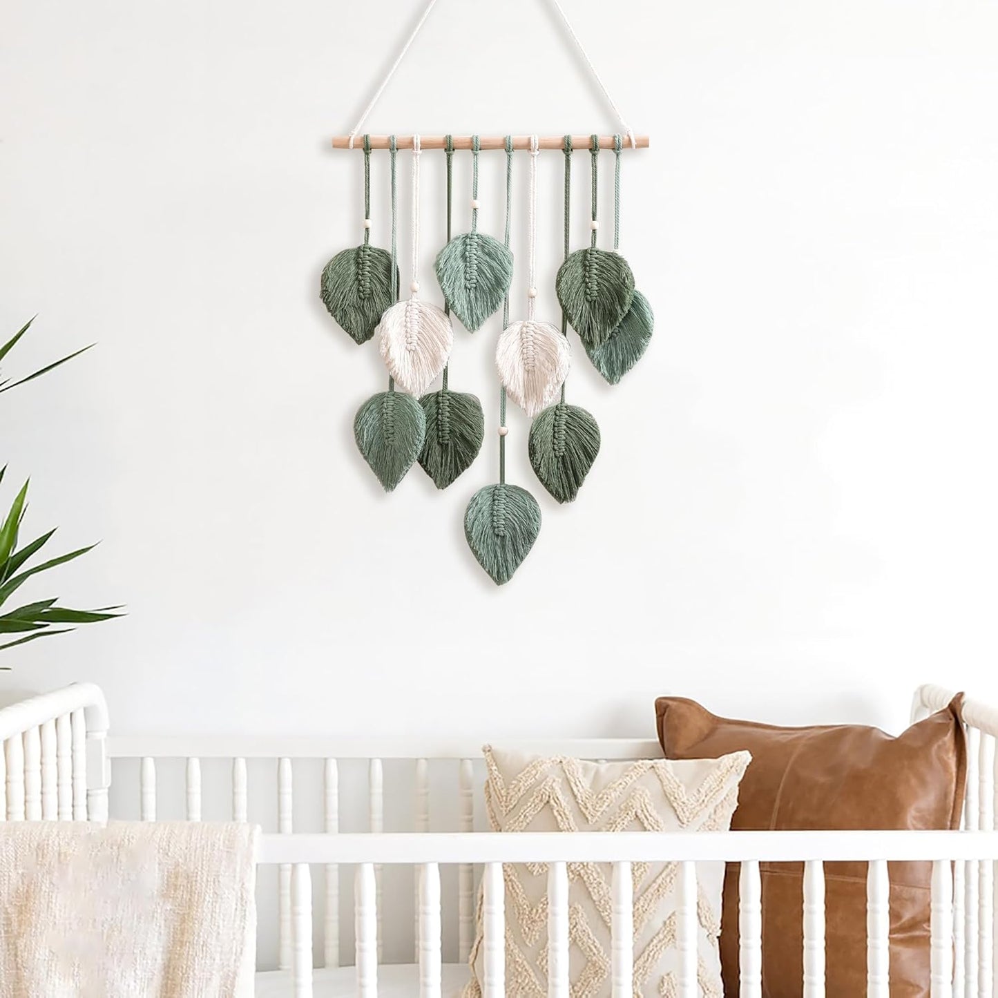 Artilady Macrame Wall Hanging -Handmade Sage Green Leaf Wall Tapestry,Boho Decorations for Bedroom Living Room Bathroom,Earthy Room Decor,Wedding Birthday for Women Girls