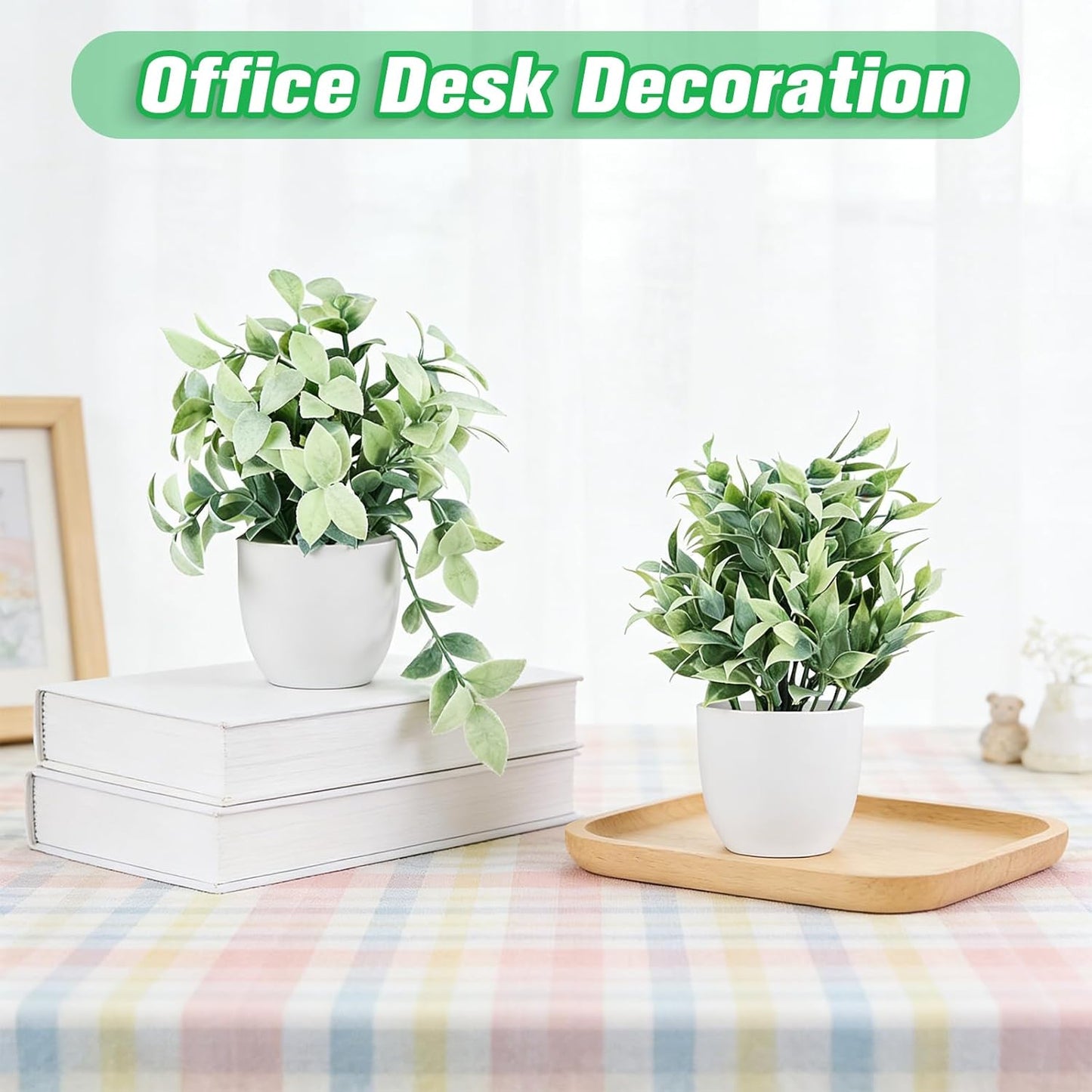 4pcs Fake Small Plants, Artificial Greenery Potted Plant for Home Office Decor, Small Faux Gray Grass Eucalyptus for Bathroom Plants Decoration, Mini Plant Potted Table Shelf Decoration