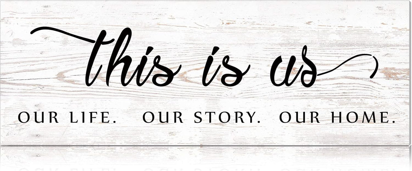 Jetec This Is Us Wall Sign Wooden Family Wall Plaques Inspiration Sign Farmhouse Entryway Rustic Plaques Art with Quotes for Living Room Bedroom Christmas Decorations(Antique White)