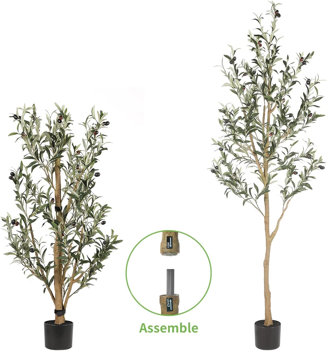 Realead Faux Olive Tree 7ft - Realistic Tall Olive Trees Artificial Indoor - Large Fake Olive Tree with Natural Wood Trunk and Lifelike Leaves - Artificial Olive Tree for Home Office Decor