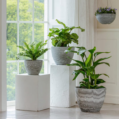 LA JOLIE MUSE Large Hanging Planters - 13 Inch Flower Pots Outdoor Indoor, Hanging Garden Planters Set of 2, New Iron Color