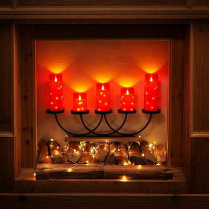 Homemory Flameless Candles with Embedded Star String Fairy Lights, Battery Operated Candles, LED Candle, Fake Candles with Remote Control and Timer for Halloween, Gray Acrylic, Set of 5(H4"5"6"8"8")