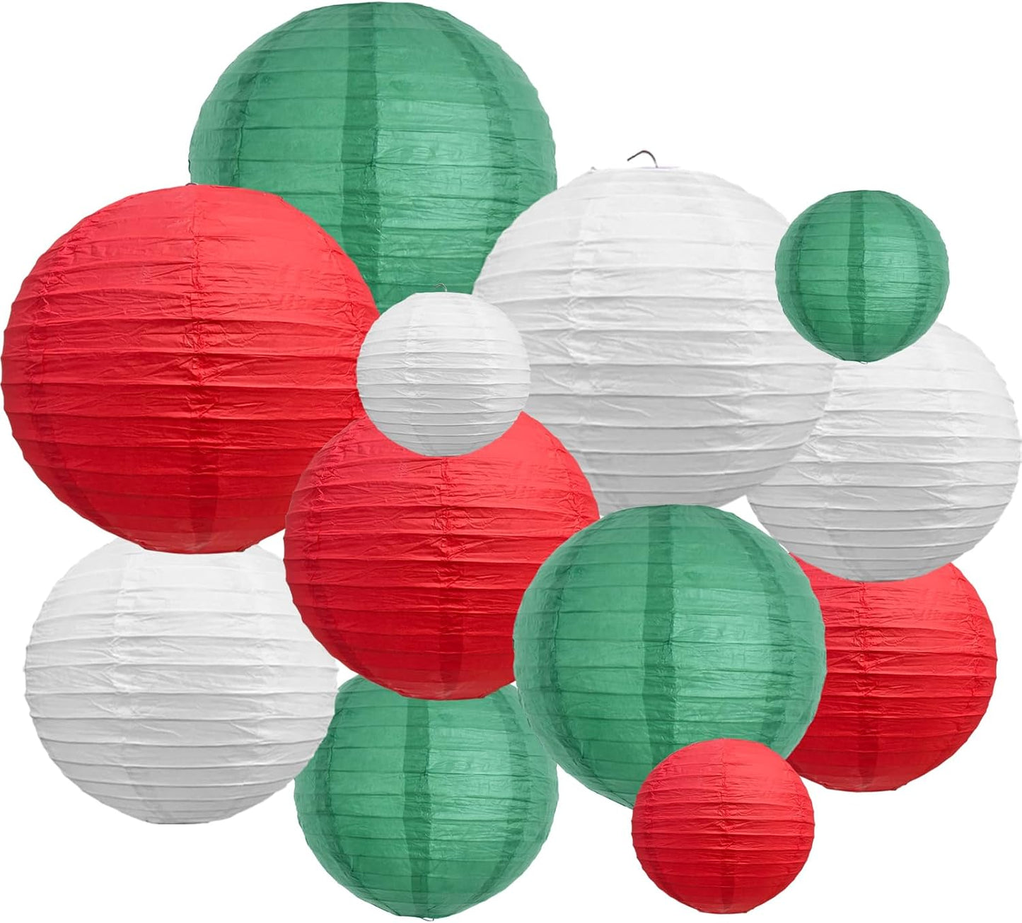BEISHIDA 10Pcs White Paper Lanterns Decorative Chinese/Japanese Hanging Round Paper Lanterns Lamp for Birthday, Wedding, Christmas, Bridal, Home Decor, Party Decoration(Size of 4”, 6”, 8”, 10”)