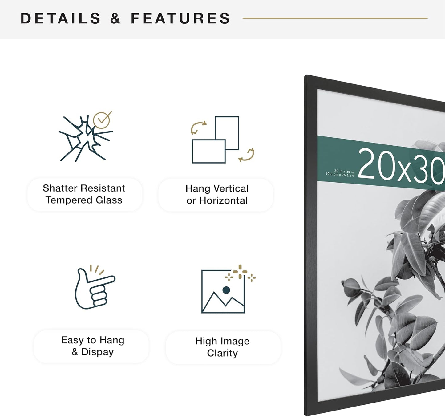 MCS Studio Gallery 16x24 Poster Frame Black Woodgrain Engineered Wood, Vertical & Horizontal Wall Hanging Large Picture Frame for Photos, Posters & Art Prints (1-Pack)